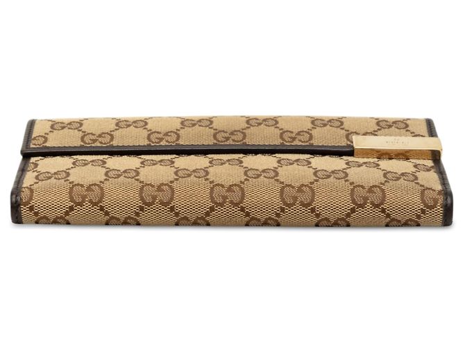 Cartera larga de lona GG marrón Gucci Castaño - vista 3