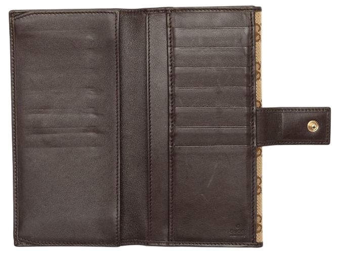 Cartera larga de lona GG marrón Gucci Castaño - vista 5