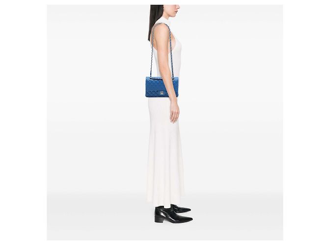 Chanel Blue Medium Classic Lambskin Double Flap Blau - Ansicht 7
