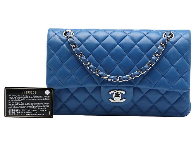Chanel Blue Medium Classic Lambskin Double Flap Blau - Ansicht 8