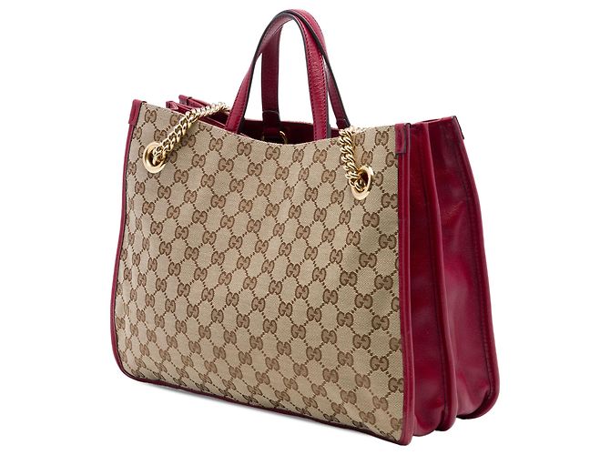 Tote Gucci Beige Medium GG Canvas Horsebit 1955 con catena - vista 2