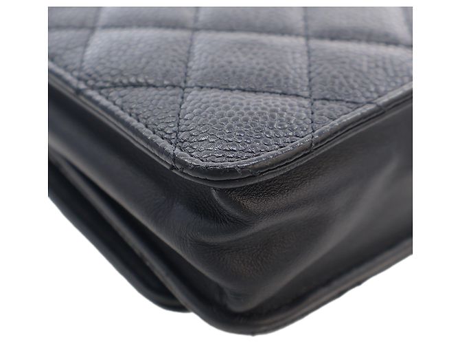 Wallet On Chain Portafoglio con Catena Chanel Black Caviar CC Filigree Nero - vista 10