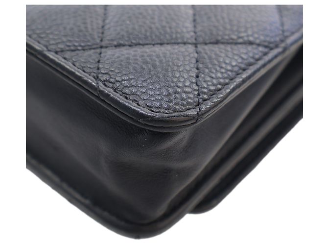 Wallet On Chain Portafoglio con Catena Chanel Black Caviar CC Filigree Nero - vista 11