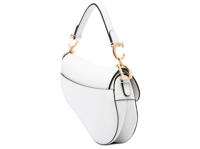Borsa Saddle Dior bianca in pelle di vitello granulata Bianco - vista 2