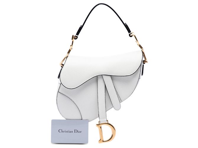 Borsa Saddle Dior bianca in pelle di vitello granulata Bianco - vista 7