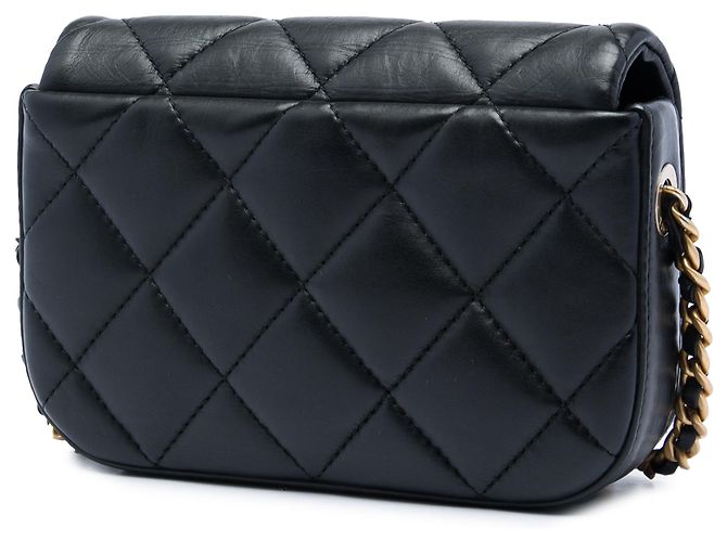 Chanel Black Mini Quilted Calfskin Nailed CC Flap Nero - vista 2