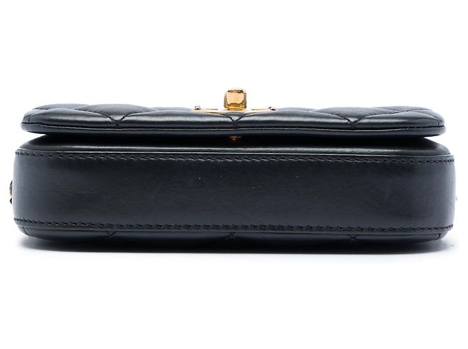 Chanel Black Mini Quilted Calfskin Nailed CC Flap Nero - vista 3