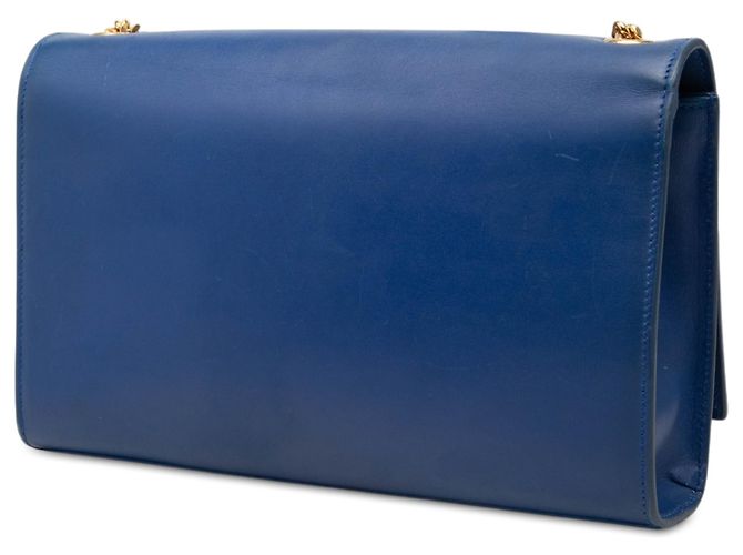Borsa a tracolla Kate con nappa in pelle di vitello liscia blu con monogramma Saint Laurent misura Medium - vista 2