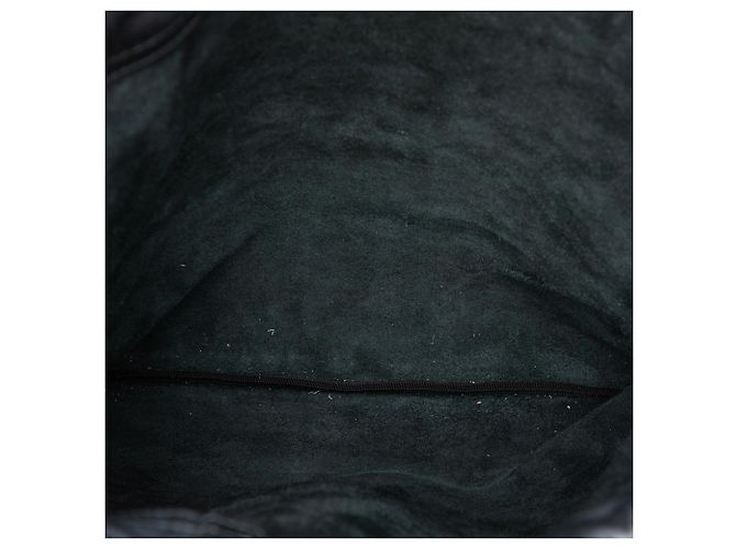 Gucci Black Grained Calfskin Web Logo Drawstring Backpack - view 4