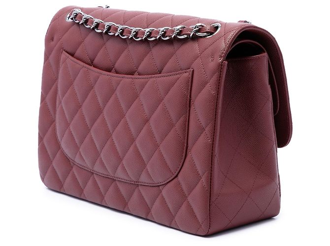 Chanel Red Jumbo Classic Caviar Double Flap Rosso Bordò - vista 2