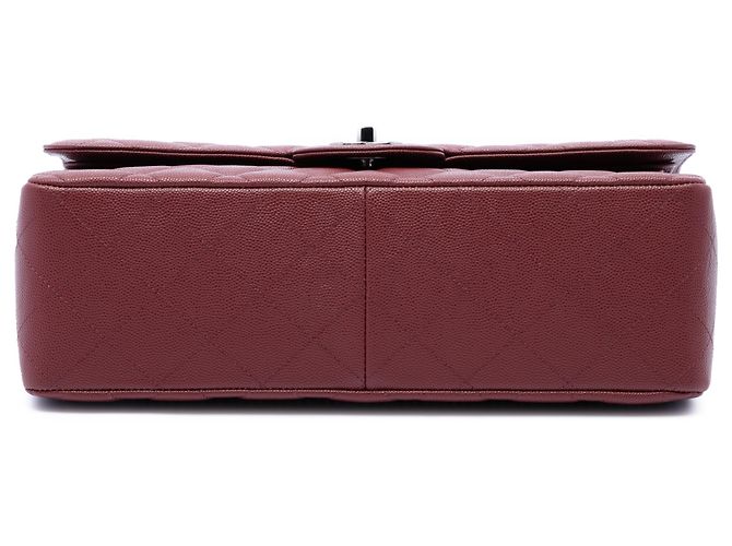 Chanel Red Jumbo Classic Caviar Double Flap Rosso Bordò - vista 3