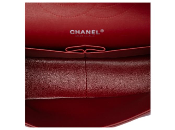 Chanel Red Jumbo Classic Caviar Double Flap Rosso Bordò - vista 4