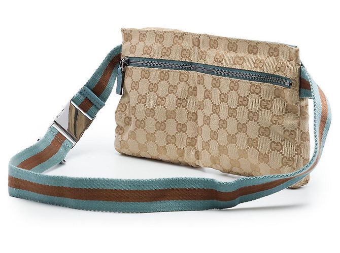 Borsa a tracolla Gucci Beige GG Canvas Web Double Pocket - vista 2