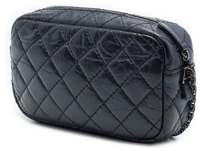 Borsa Camera Reissue Chanel in pelle di vitello invecchiato trapuntato nero mini - vista 2