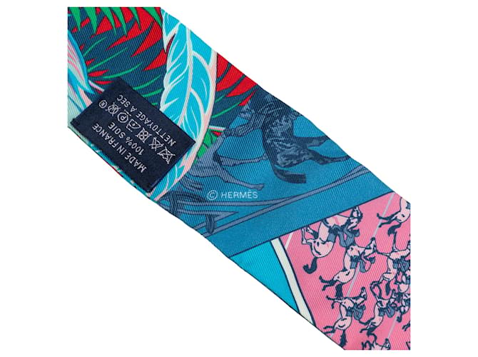 Hermès Blue Cheval Phoenix Seidentuch Twilly Blau Hellblau - Ansicht 3