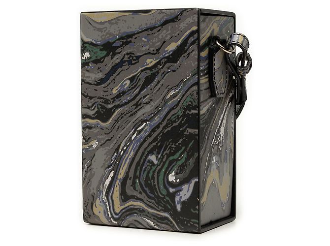 Fendi Bolso bandolera vertical de piel lisa gris con estampado de mármol Castaño - vista 2