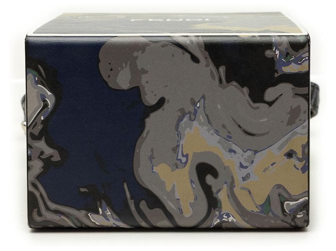 Fendi Bolso bandolera vertical de piel lisa gris con estampado de mármol Castaño - vista 3