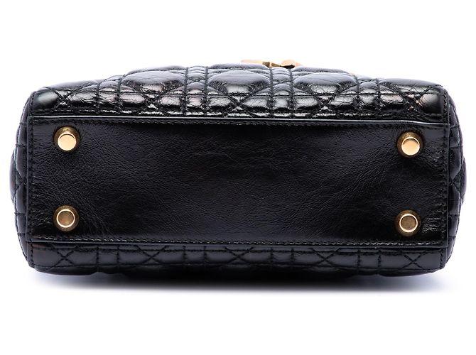 Dior Black Small Crinkled Patent Cannage My ABCDior Lady Dior Nero - vista 3
