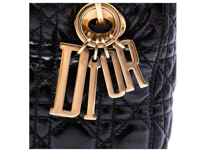 Dior Black Small Crinkled Patent Cannage My ABCDior Lady Dior Nero - vista 5