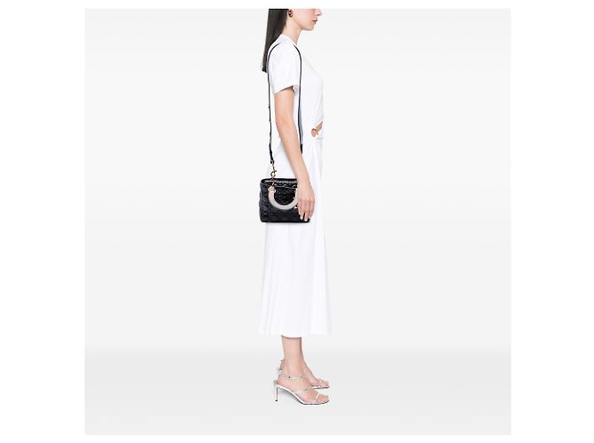 Dior Black Small Crinkled Patent Cannage My ABCDior Lady Dior Nero - vista 6
