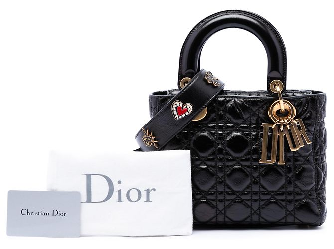 Dior Black Small Crinkled Patent Cannage My ABCDior Lady Dior Nero - vista 7