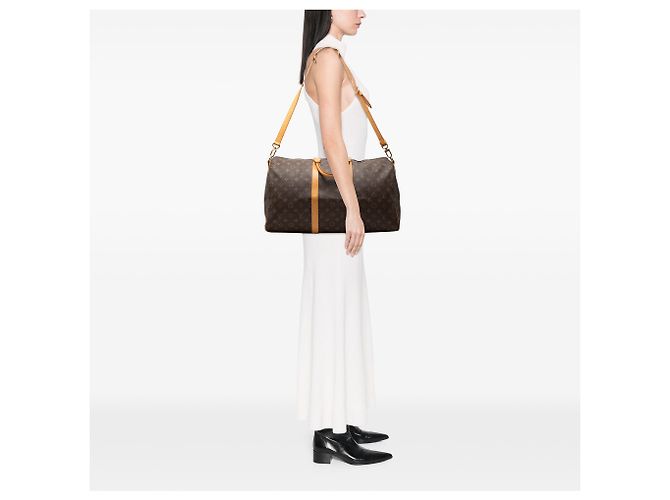Louis Vuitton Marrone Monogram Keepall Bandouliere 50 - vista 8