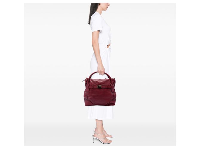 Borsa Bartow in pelle rossa Burberry Rosso Bordò - vista 6
