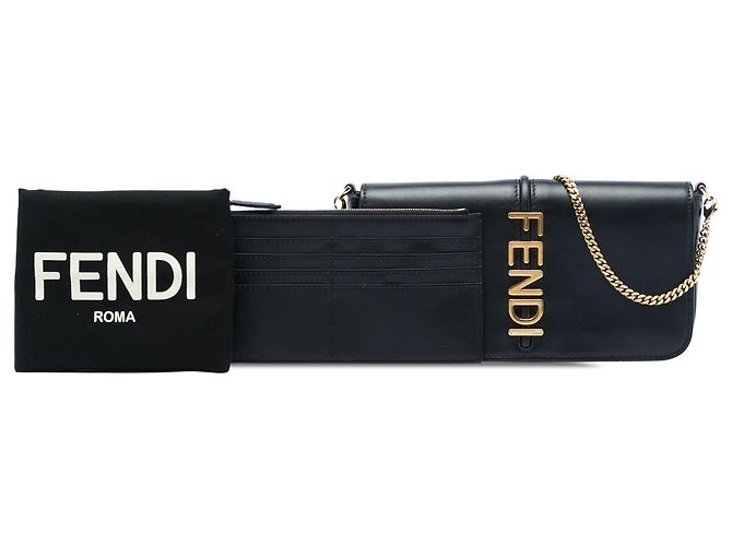 Fendi Fendigraphy Wallet On Chain aus schwarzem Leder - Ansicht 6