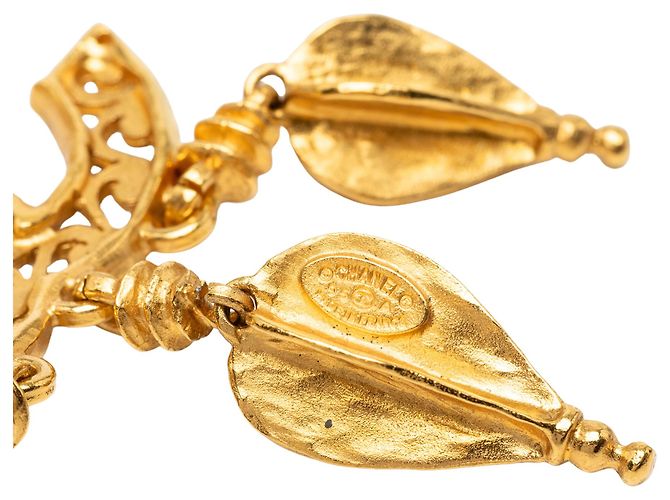 Spilla Chanel Gold CC con frange in filigrana placcata oro D'oro - vista 3