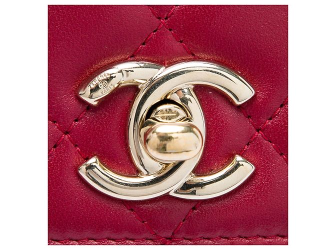 Chanel Red gestepptes Lammleder Trendy CC Wallet On Chain Rot - Ansicht 7