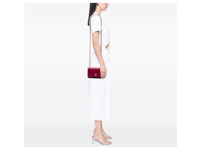 Chanel Red gestepptes Lammleder Trendy CC Wallet On Chain Rot - Ansicht 8