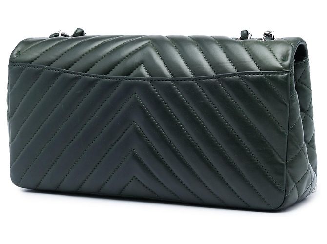 Chanel Green CC Chevron Lambskin Single Flap Verde Verde scuro - vista 2