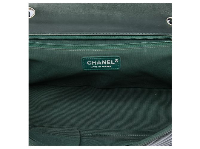 Chanel Green CC Chevron Lambskin Single Flap Verde Verde scuro - vista 4