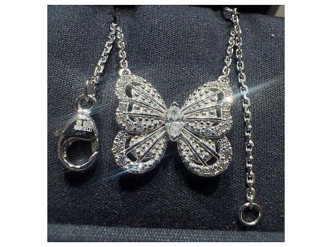 Collana Butterfly in Diamante De Beers Argento - vista 5