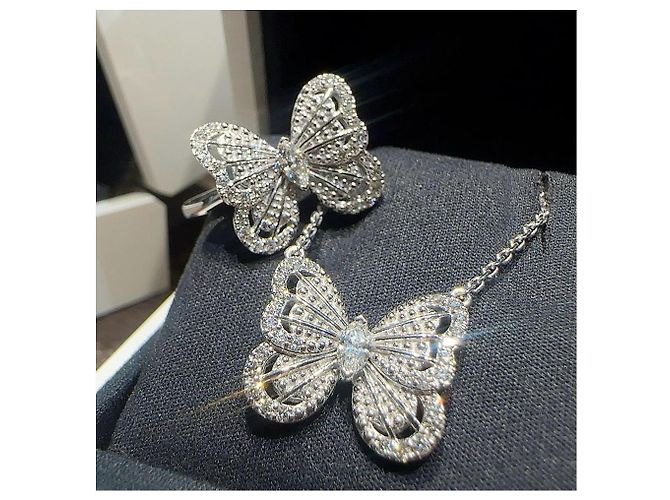 Collana Butterfly in Diamante De Beers Argento - vista 7