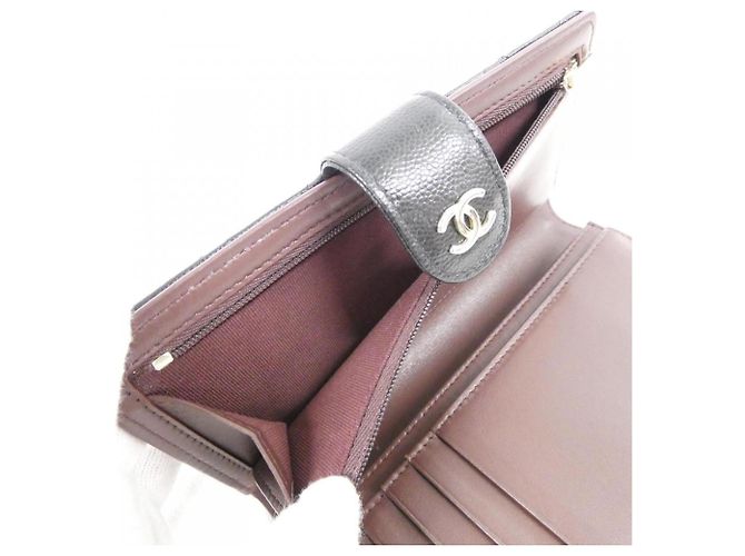 Cartera larga de piel de becerro granulada negra Chanel Negro - vista 10