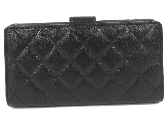 Cartera larga de piel de becerro granulada negra Chanel Negro - vista 2