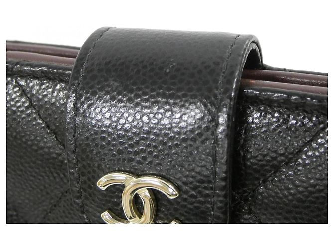 Cartera larga de piel de becerro granulada negra Chanel Negro - vista 6