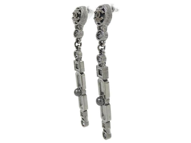 Orecchini a lobo Chanel Gray and Silver Marrone Argento - vista 2