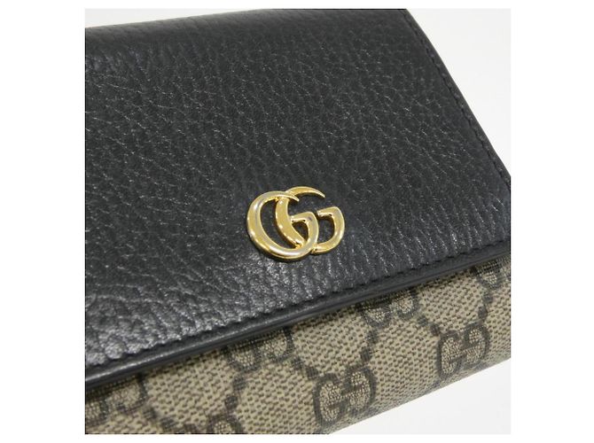 Gucci GG Marmont Klapperbrieftasche Schwarz Beige - Ansicht 5