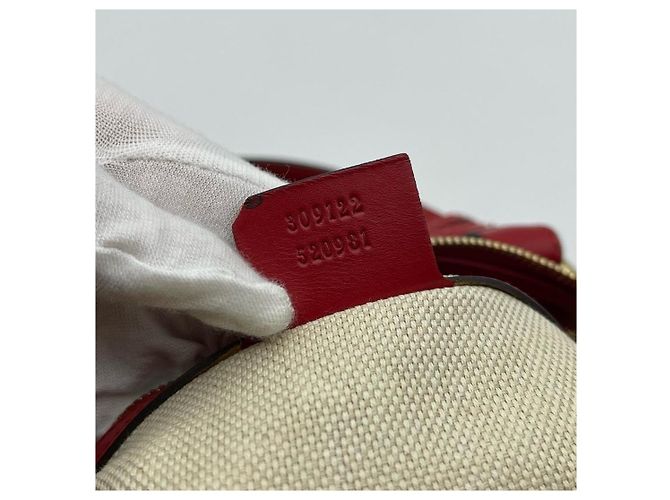 Borsa Tote Gucci Monogram Canvas Heart Charm Rosso Beige - vista 6