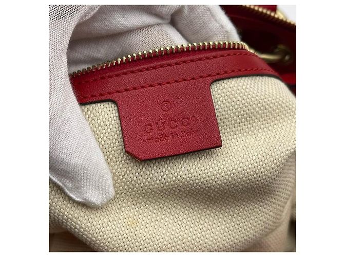 Borsa Tote Gucci Monogram Canvas Heart Charm Rosso Beige - vista 7