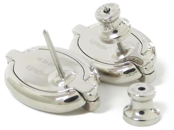 Hermès Hermes Mini Maillon 100052FP Ohrringe Braun Silber Beige - Ansicht 3