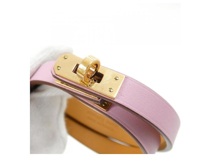 Hermès Pulsera Charm Hermes Mini Kelly Double Tour Rosa Dorado - vista 3