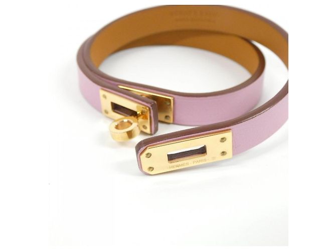 Hermès Pulsera Charm Hermes Mini Kelly Double Tour Rosa Dorado - vista 4