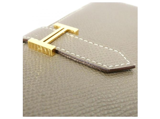 Hermès Cartera Hermes Bearn Soufflé Gris pardo - vista 6