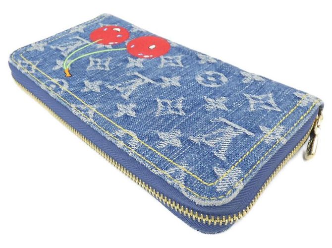 Cartera Zippy en denim Monogram Cherry Louis Vuitton Azul - vista 3
