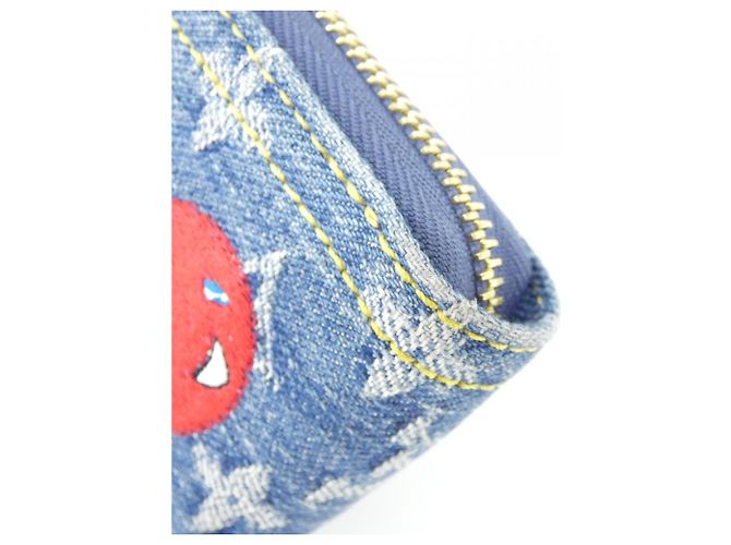 Cartera Zippy en denim Monogram Cherry Louis Vuitton Azul - vista 4