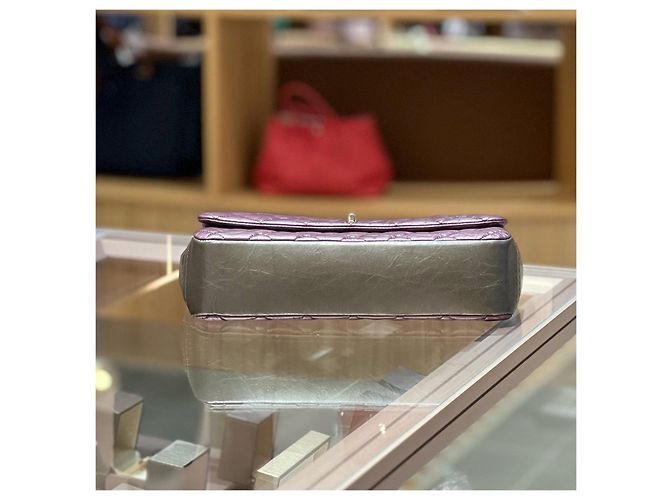 Borsa Chanel Classic Flap Medium in agnello metallizzato viola Porpora - vista 6