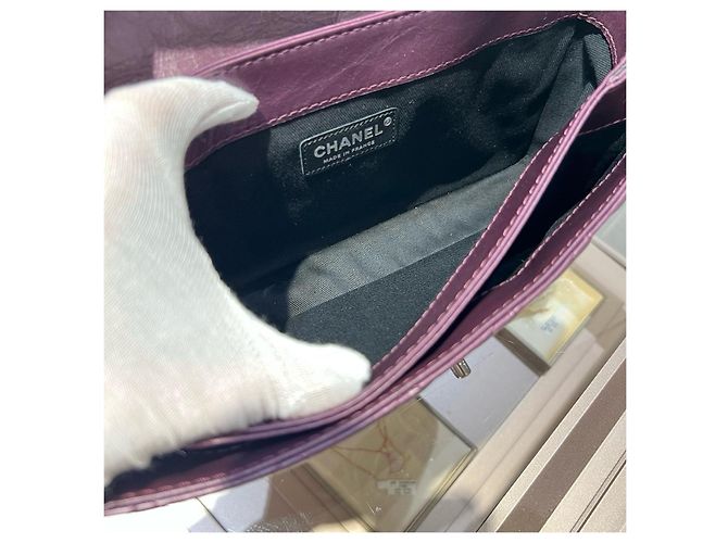 Borsa Chanel Classic Flap Medium in agnello metallizzato viola Porpora - vista 8